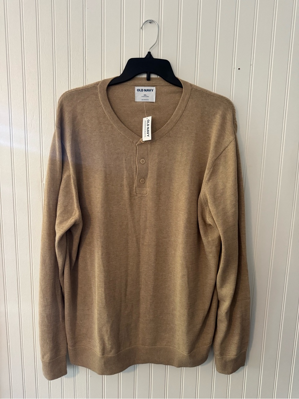 Old Navy Men's Camel Tan Henley Crewneck Sweater